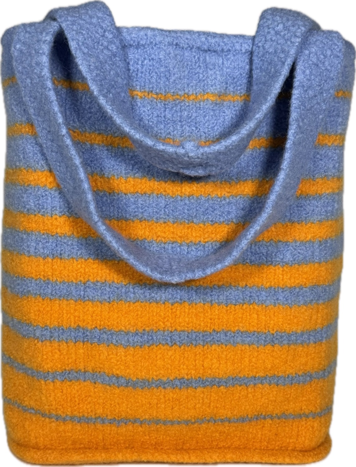 Peach and periwinkle felted tote